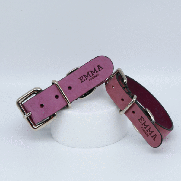 Collare per cani in pelle nabuk fucsia