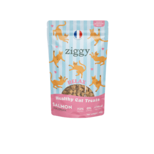 bustina colorata con snack croccanti all'interno per gatti