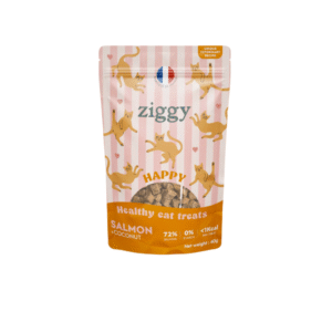 sacchetto colore arancione con dolcetti per gatti all'interno