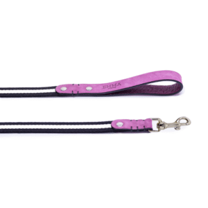 Guinzaglio in tessuto e pelle fucsia