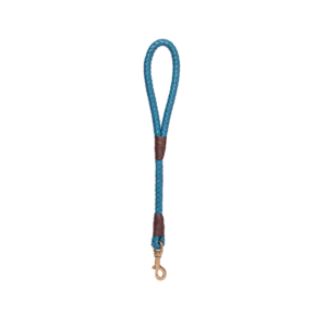 Guinzaglio intrecciato in pelle blu e marrone