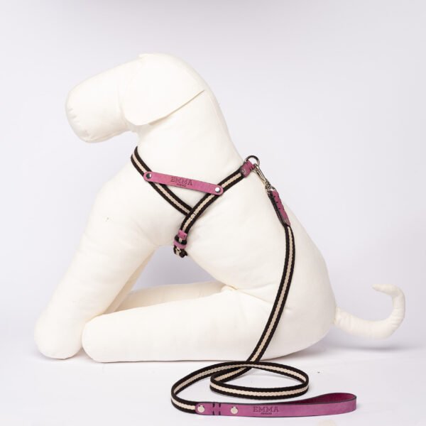 Guinzaglio in tessuto e pelle fucsia - immagine 2