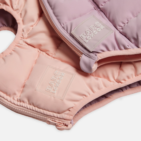 piumino reversibile colore rosa e lilla