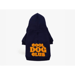 Felpa per cani con cappuccio Navy Blue French Bandit vista posteriore.
