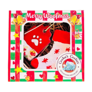 Decorazioni natalizie per cani commestibili stivale e biscotto tacchino.