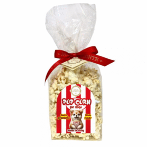 Pop corn per cani gusto prosciutto senza sale.