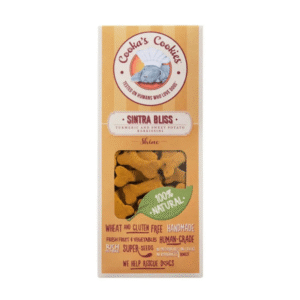 Biscotti naturali per cani Sintra Bliss con patata dolce e curcuma croccanti.