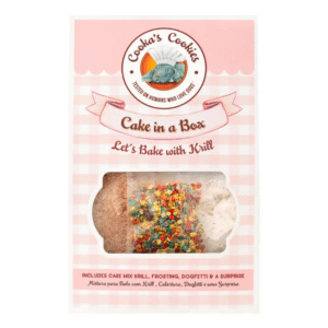 Kit preparato per torta per cani al Krill con glassa e decorazioni scatola regalo