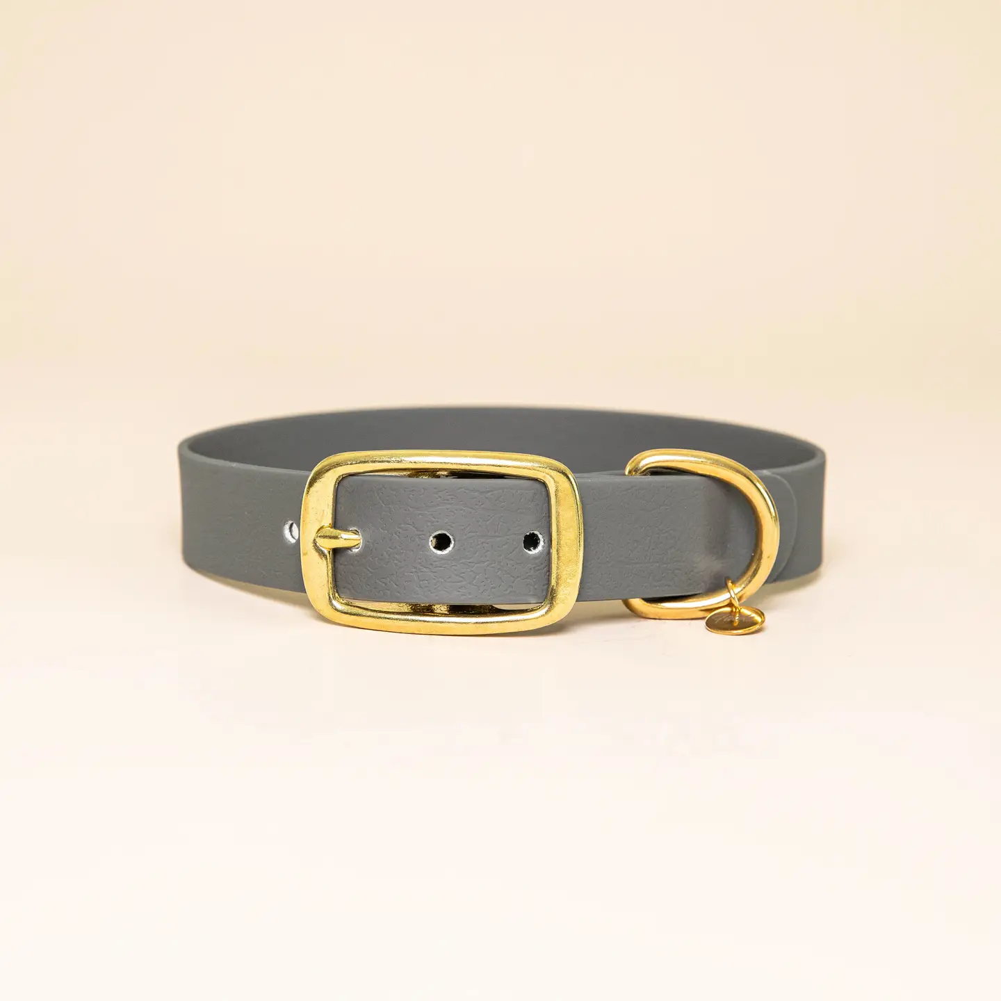 Collare per cani impermeabile grigio acciaio The Adventurer con fibbie oro