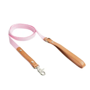 Guinzaglio cane eco-pelle KUSAKA Taffy Pink rosa argento.