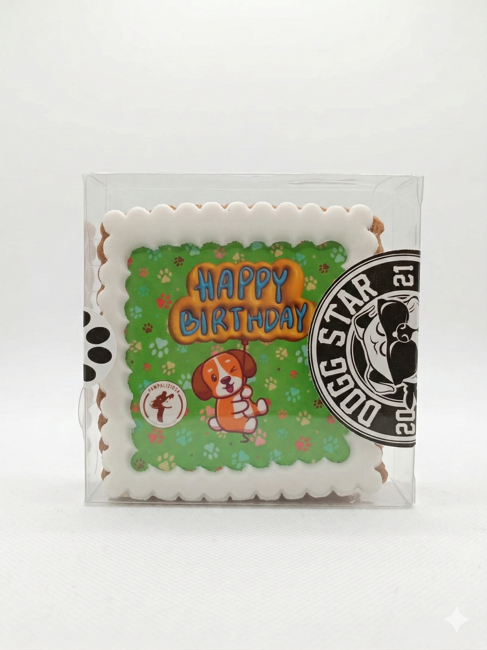 Torta di compleanno per cani alla carruba Dogg Star biscotto decorato artigianale 120g