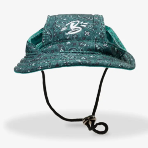 Cane con cappello bob Bandit motivo paisley verde retrò e ricamo B